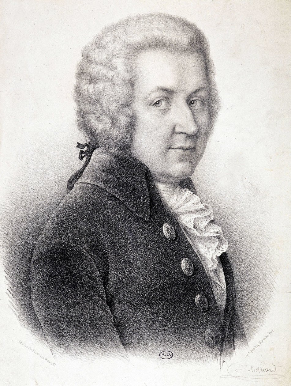 Portrett i byste av Wolfgang Amadeus Mozart (1756-1791) - av Belliard, gravering av Zephirin Felix Jean Marius Belliard