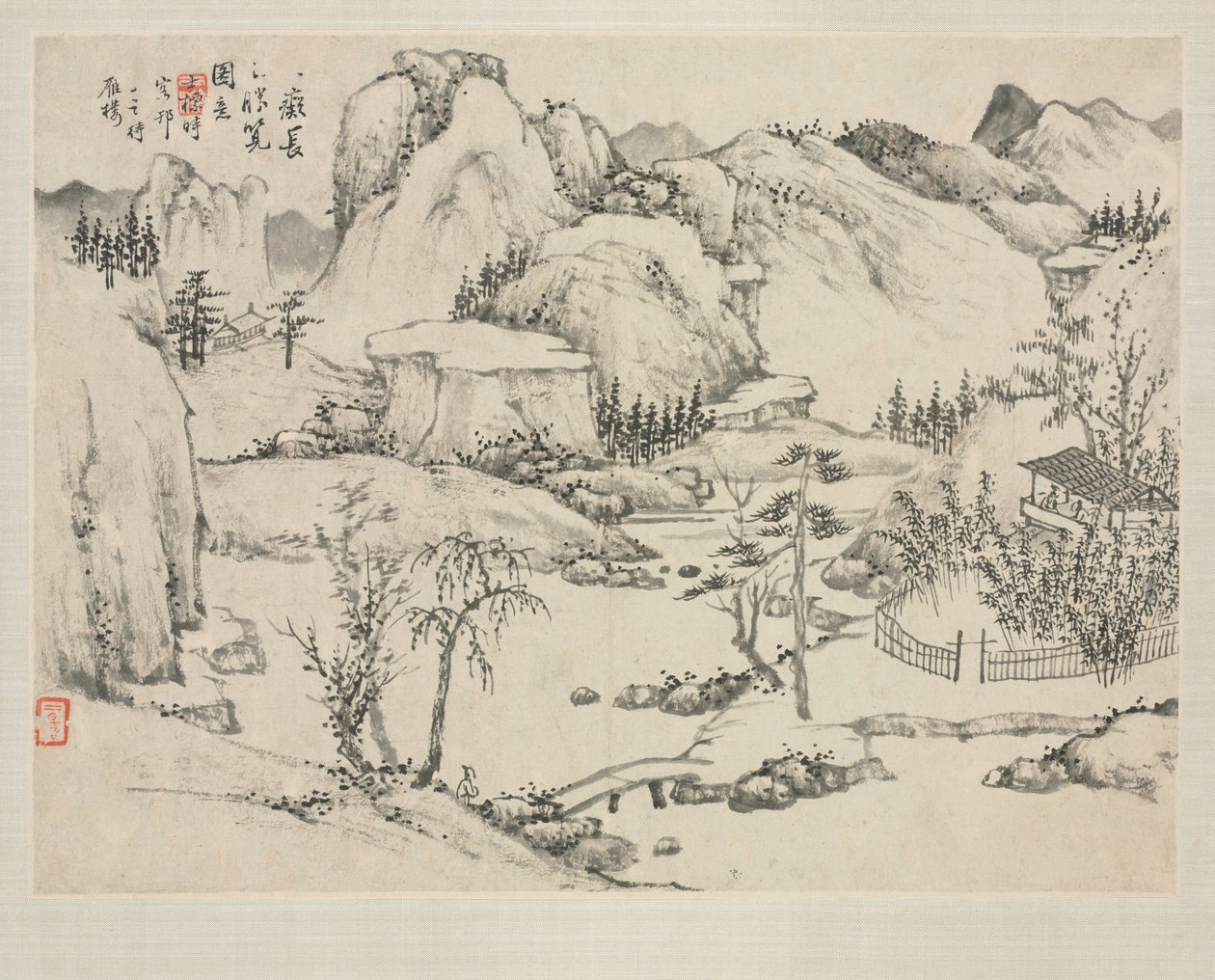 Landskapsalbum i forskjellige stiler: Scenery of Mount Changbai etter Huang Gongwang, 1684. av Zha Shibiao
