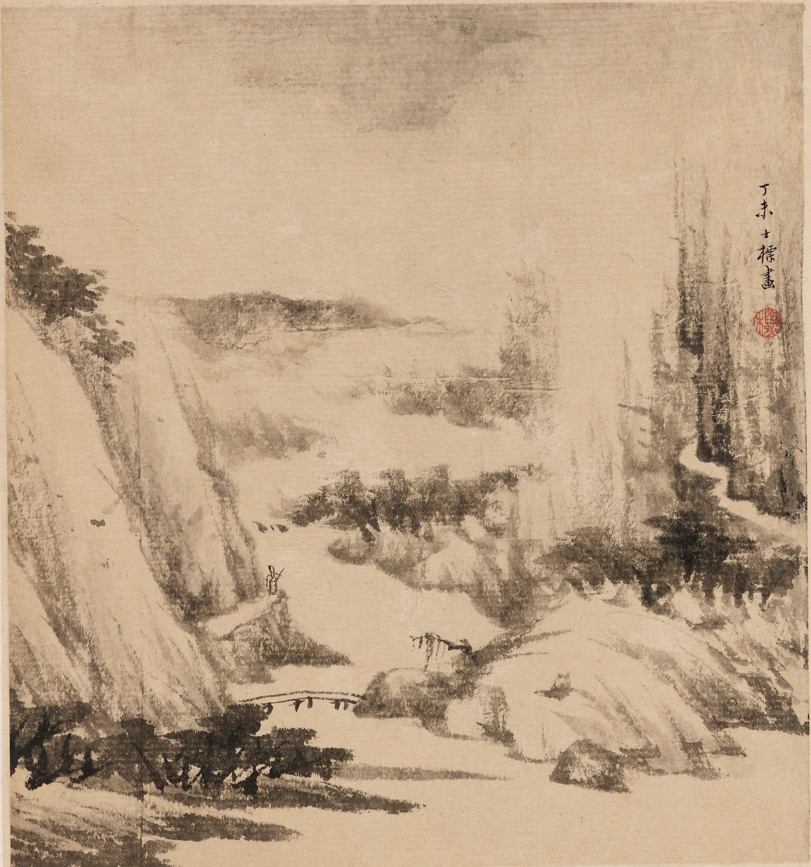 Elvelandskap, 1667 av Zha Shibiao
