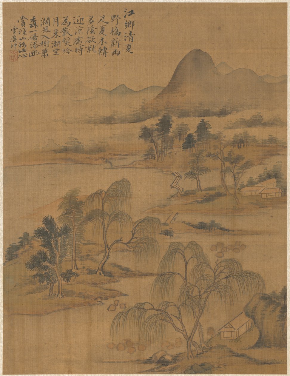 River Village i høysommeren, 1775. av Zhai Dakun