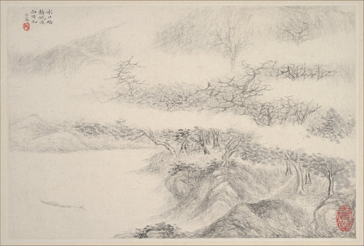 Landskap, datert 1644. av Zhang Feng
