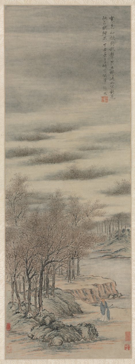 Lytter til lyden av høst i en tåkete lund, 1657. av Zhang Feng