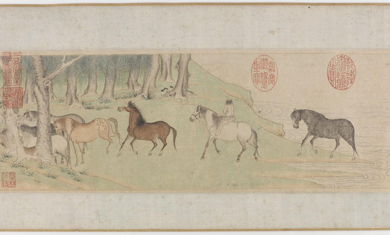 Hester og brudgom som krysser en elv, Yuan eller tidlig Ming-dynastiet, 1300-tallet av Zhao Mengfu Chao Meng Fu or