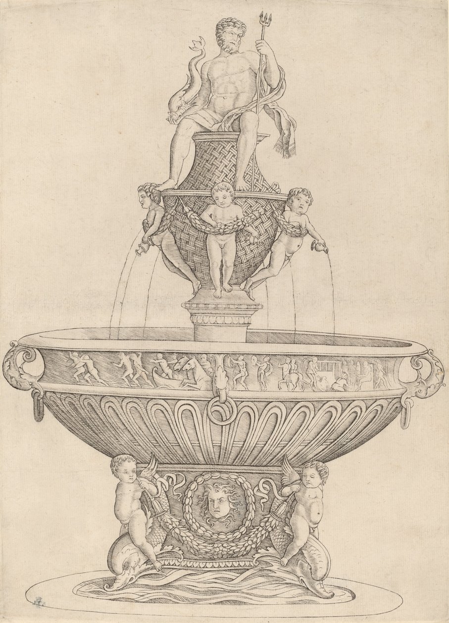 Fontene med statue av Neptun, ca. 14801485. av Zoan Andrea