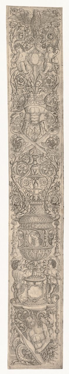Ornamentpanel: Triton og Two Infant Satyrs av Zoan Andrea