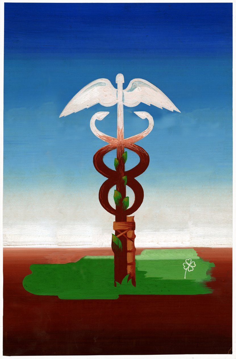 En caduceus, ca 1930 av . .
