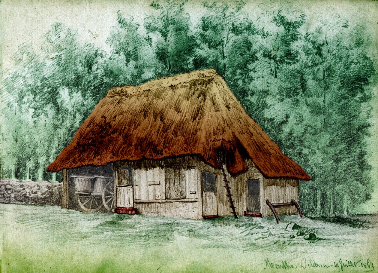 En møller vest i Frankrike. 1863 (tegning) av . .