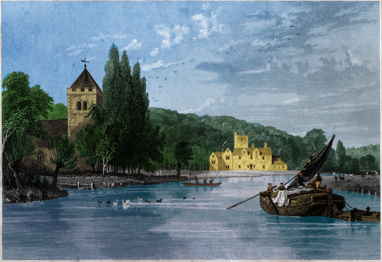 Abbey of Bisham, Commandery of the Templars, Earl of Berkshire. ca 1850 (gravering) av . .