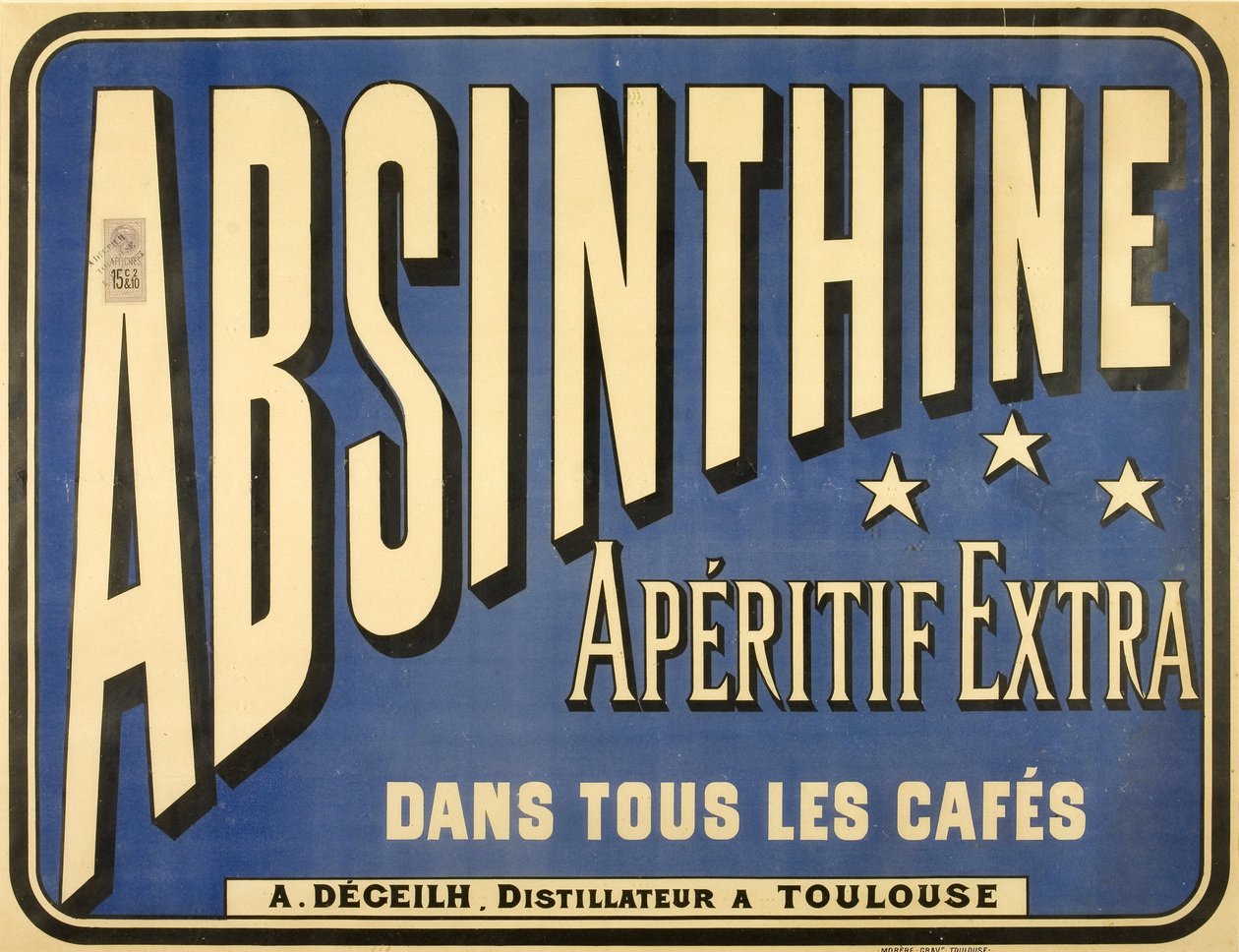 Plakat for ekstra aperitiff absint, på alle kafeer av Frederick (attr. to) Barnard