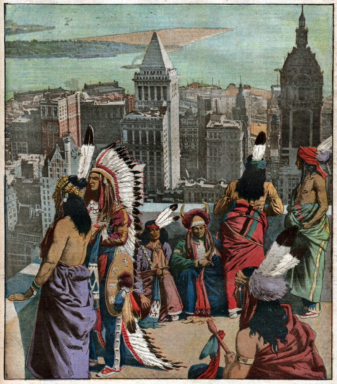 Amerindiens pieds noirs i New York. Svarte føtter innfødte amerikanere i New York. av Ferdinand Georg Waldmuller