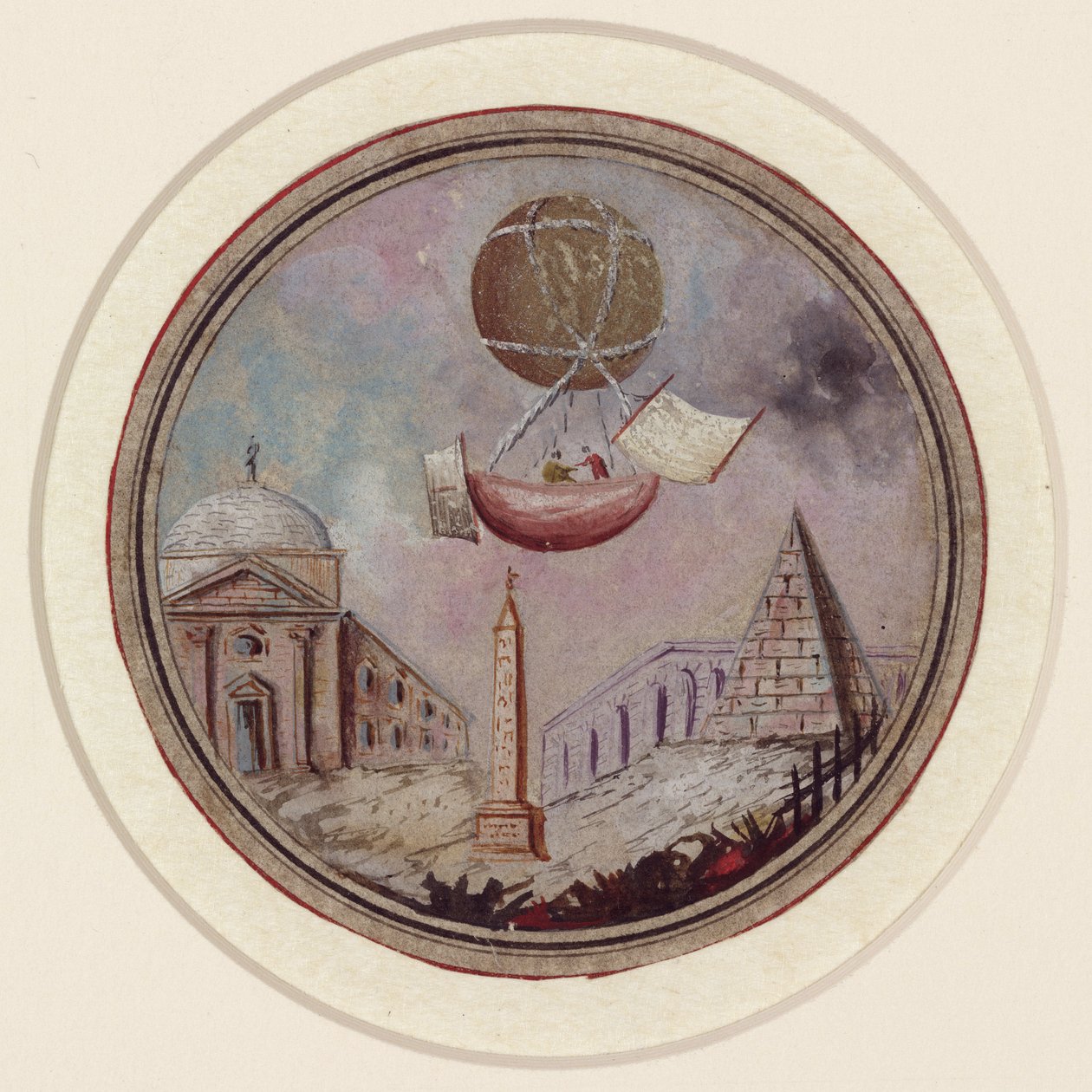 En tidlig ballongkatastrofe, ca 1785 av Frederick (attr. to) Barnard