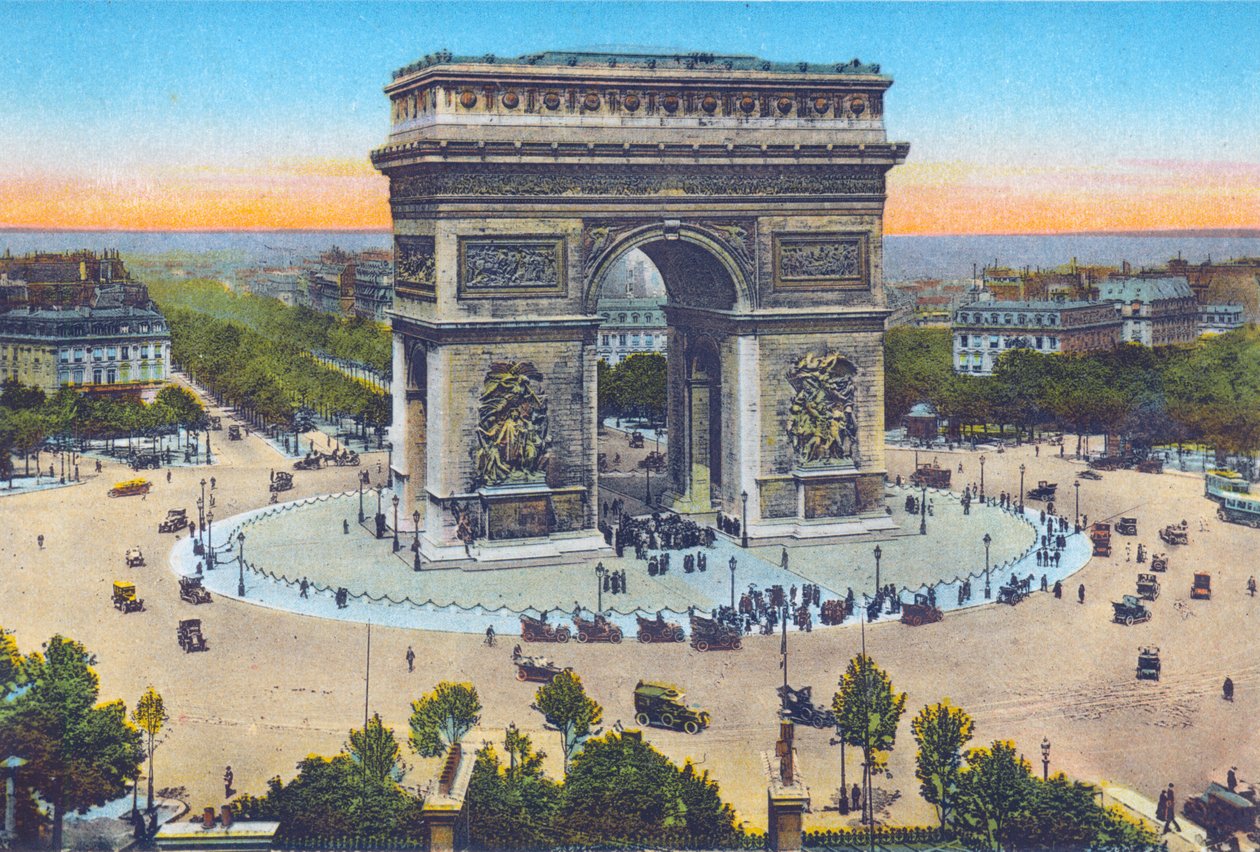 Arc de Triomphe, fra 'Souvenirs De Paris - Monuments Views in Colors' (farge litho) av Hippolyte Lalaise Devéria