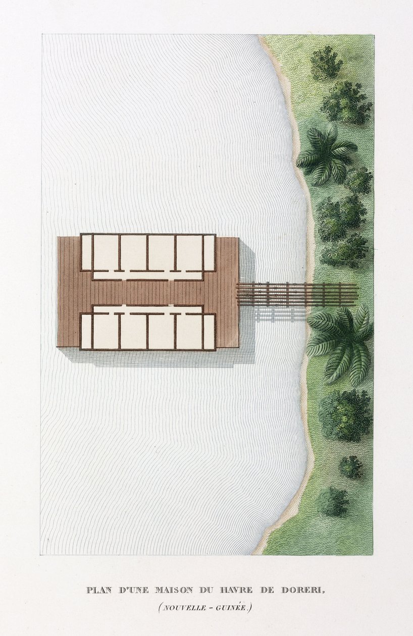 Arkitekturplan for et hus i tilfluktsstedet Doreri av Frederick (attr. to) Barnard
