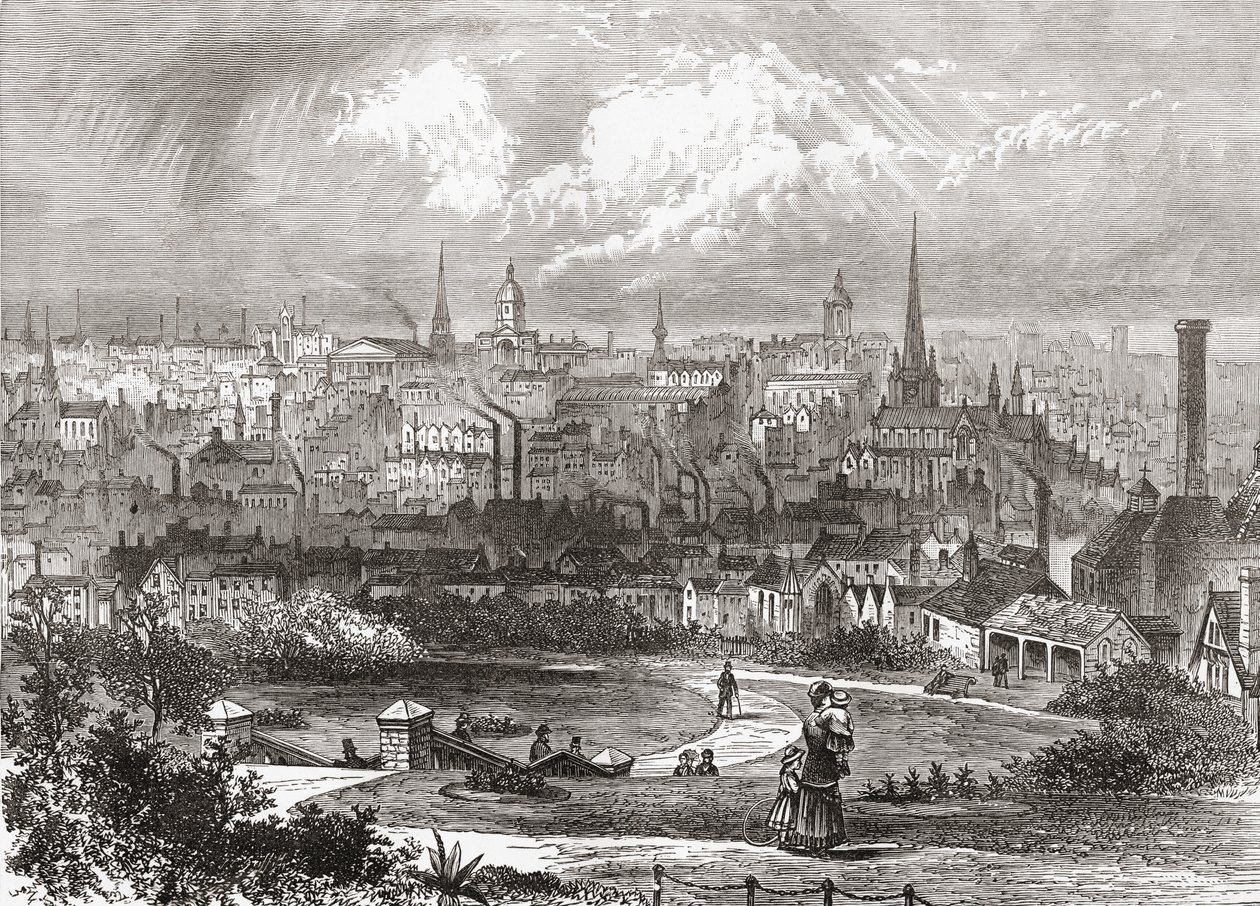 Birmingham, West Midlands, England på slutten av 1800-tallet, fra Our Own Country publisert 1898 av Ferdinand Georg Waldmuller
