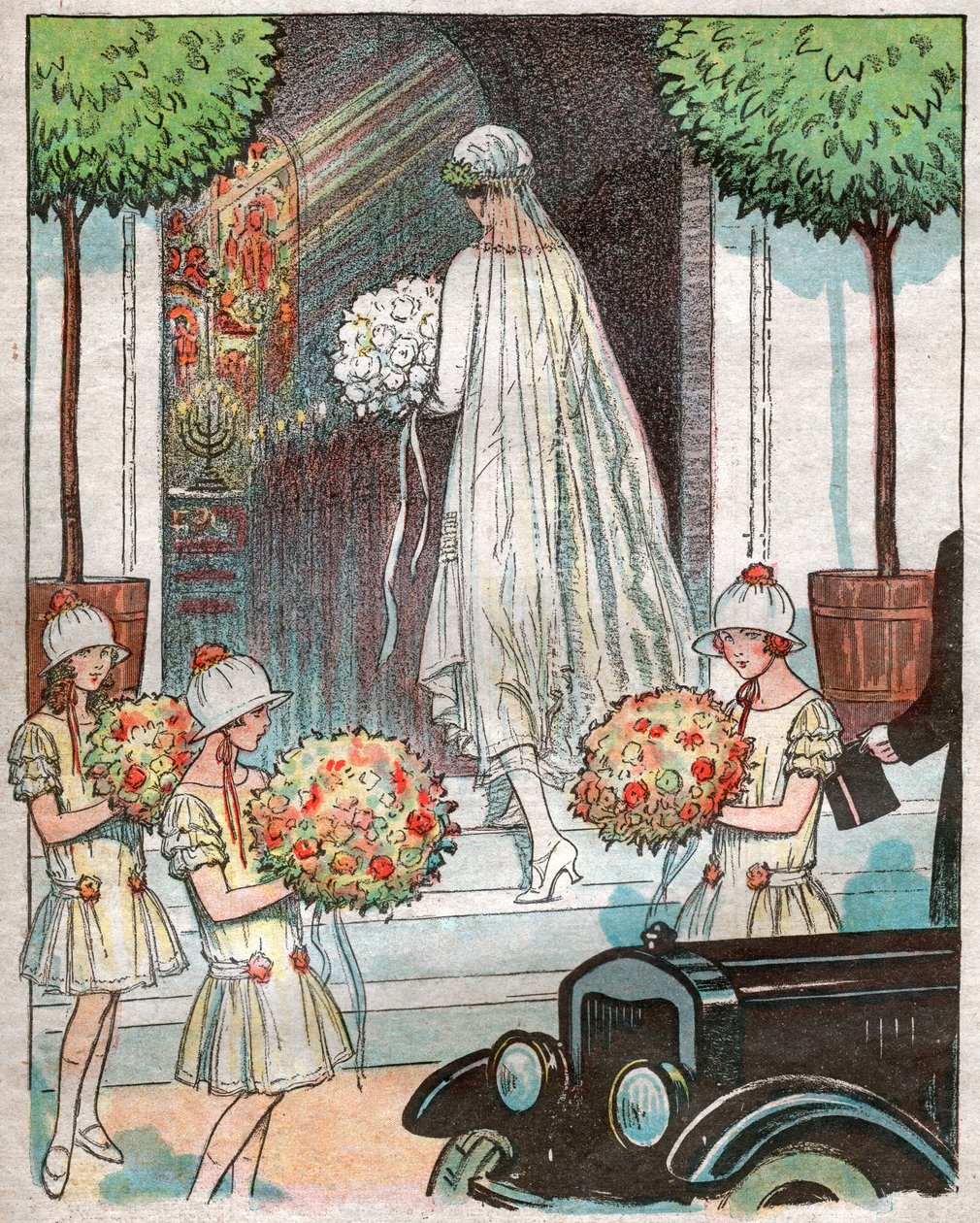 Bruden kommer inn i kirken. 1925 (illustrasjon) av . .