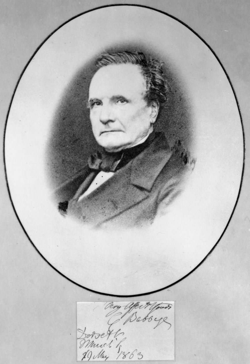 Charles Babbage , britisk matematiker og datapioner av Ferdinand Georg Waldmuller