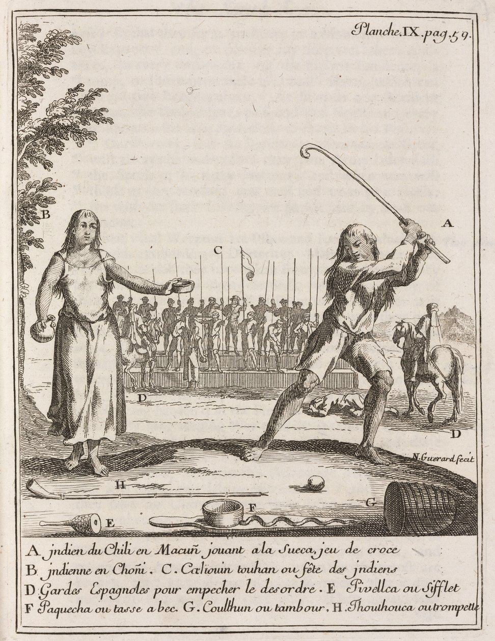 Chilensk indianer som spiller en type hockey av Frederick (attr. to) Barnard