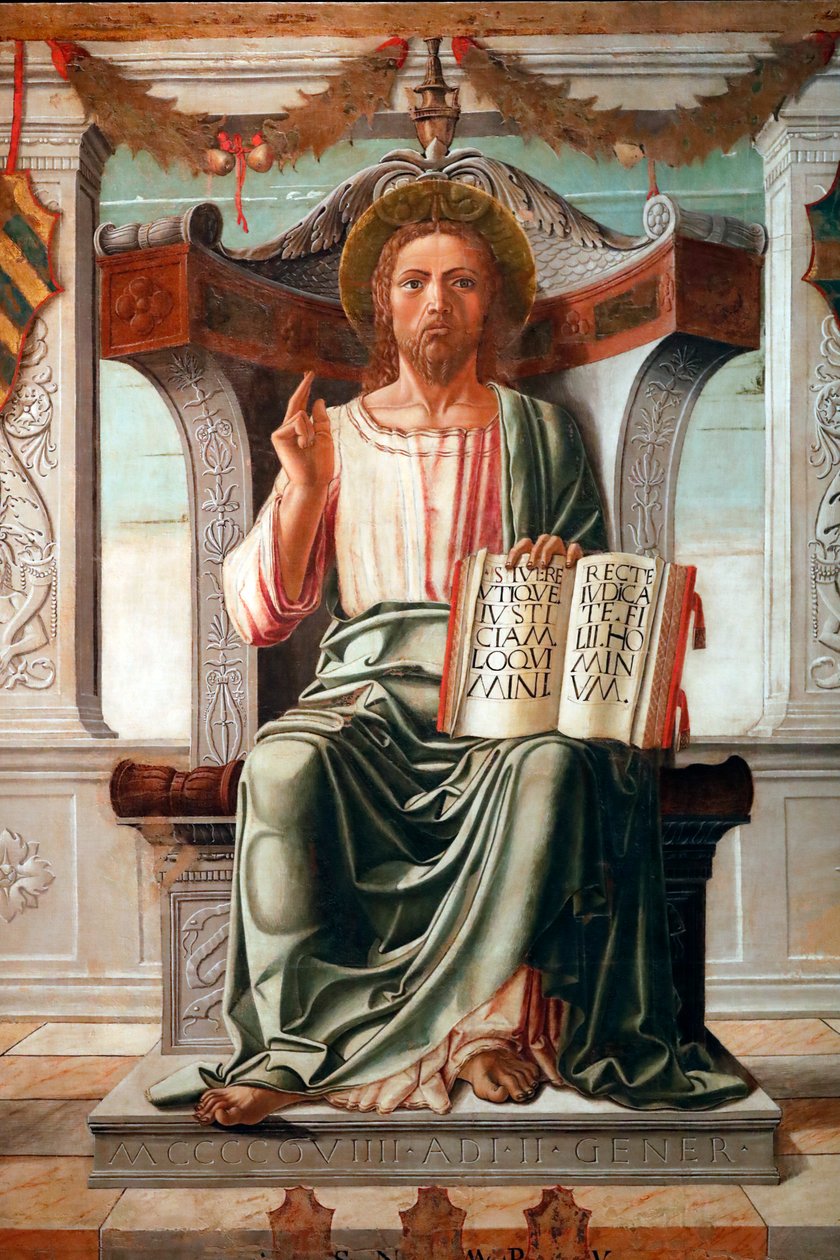 Kristus velsignelse, verdens frelser av Maestro del Cadaver av . .