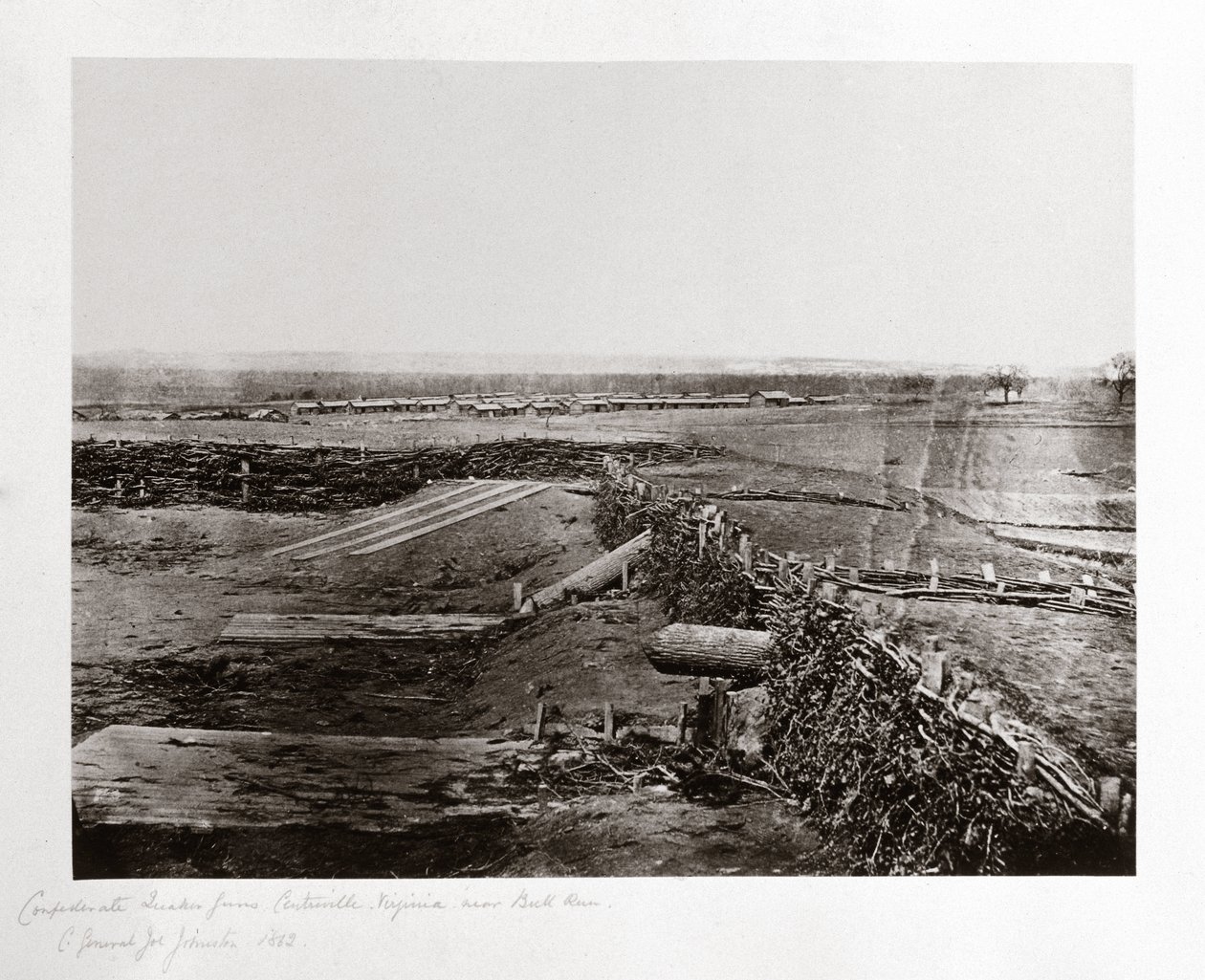 Konfødererte 'Quaker guns', Centreville, Virginia, USA, mars 1862 av Ferdinand Georg Waldmuller