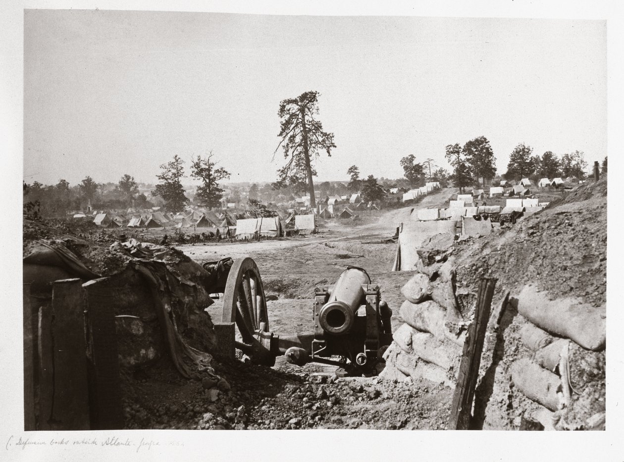 Konfødererte festningsverk foran Atlanta, Georgia, USA av Ferdinand Georg Waldmuller
