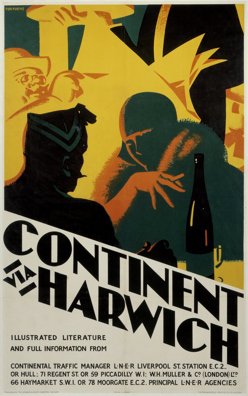 Kontinent via Harwich', LNER-plakat av Ferdinand Georg Waldmuller