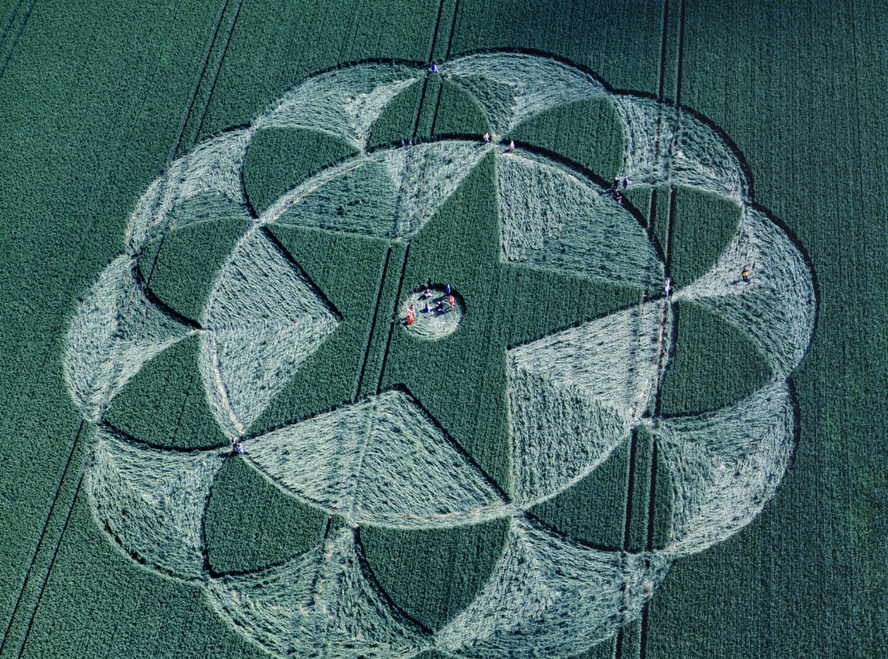 Kornsirkel i byggåker, Avebury Trusloe, Wiltshire, 20. juni 1998 (flyfoto) av Ferdinand Georg Waldmuller