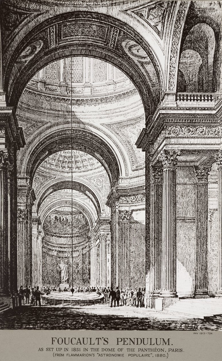 Demonstrasjon av Foucaults pendel ved Pantheon, Paris, Frankrike av Frederick (attr. to) Barnard