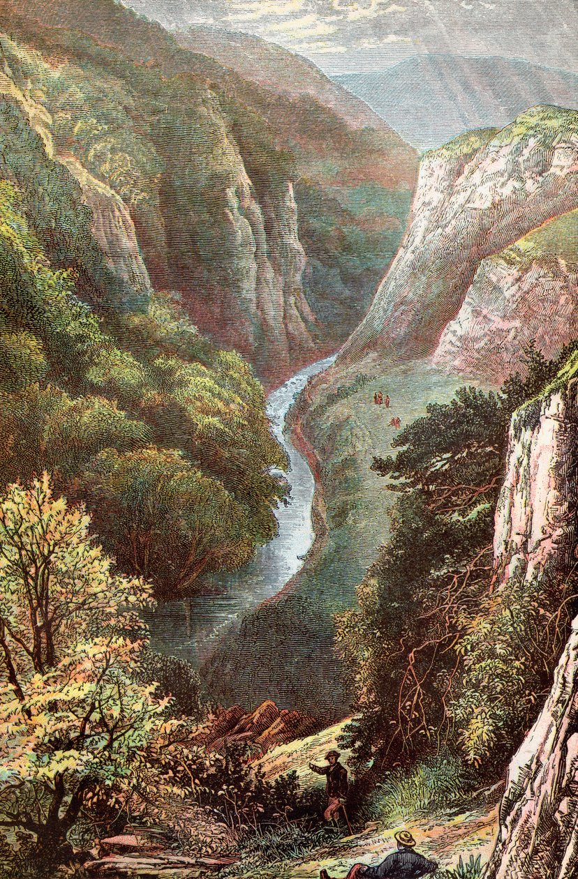 Dovedale, Peak District, Derbyshire, England, av . .