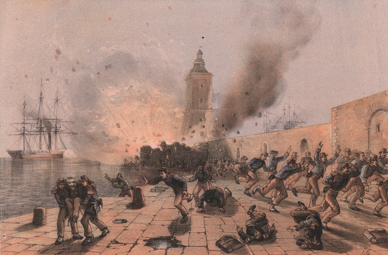 Eksplosjon av kruttønne av Lantern, beleiring av Ancona av William Walcutt