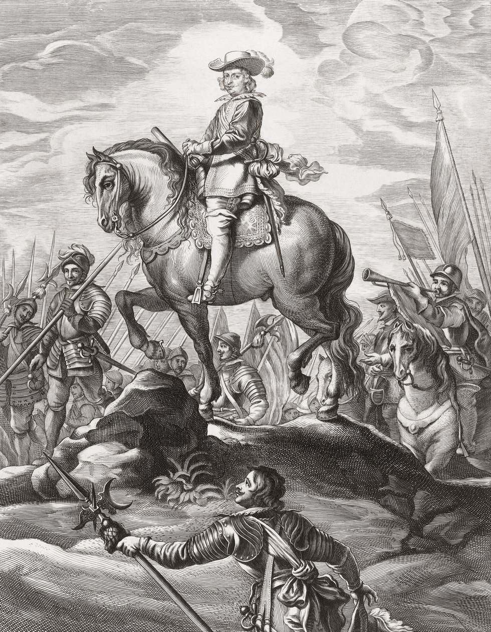 Ferdinand av Østerrike ledet tropper over Alpene, juli 1634 av . .