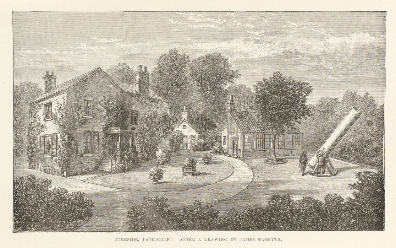 'Fireside, Patricroft' etter en tegning av James Nasmyth, ca 1840 av Frederick (attr. to) Barnard