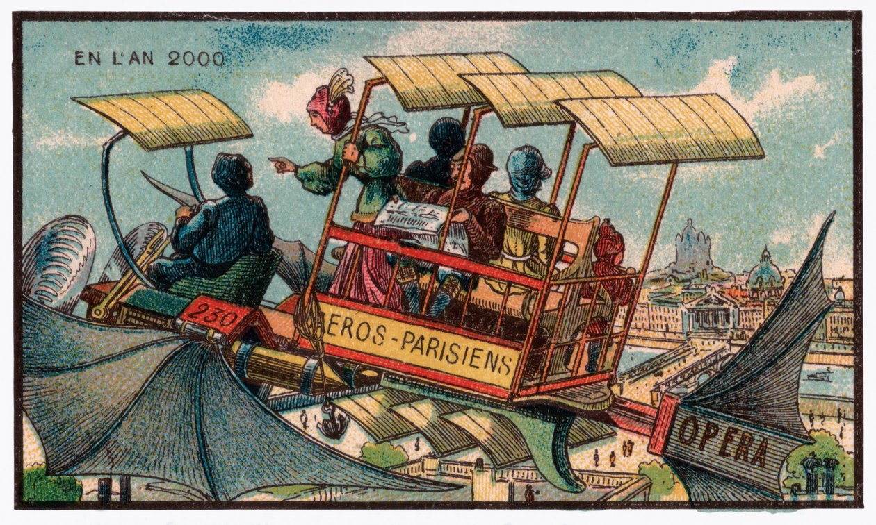 Flyvende buss i Paris, ca. 1910 av . .