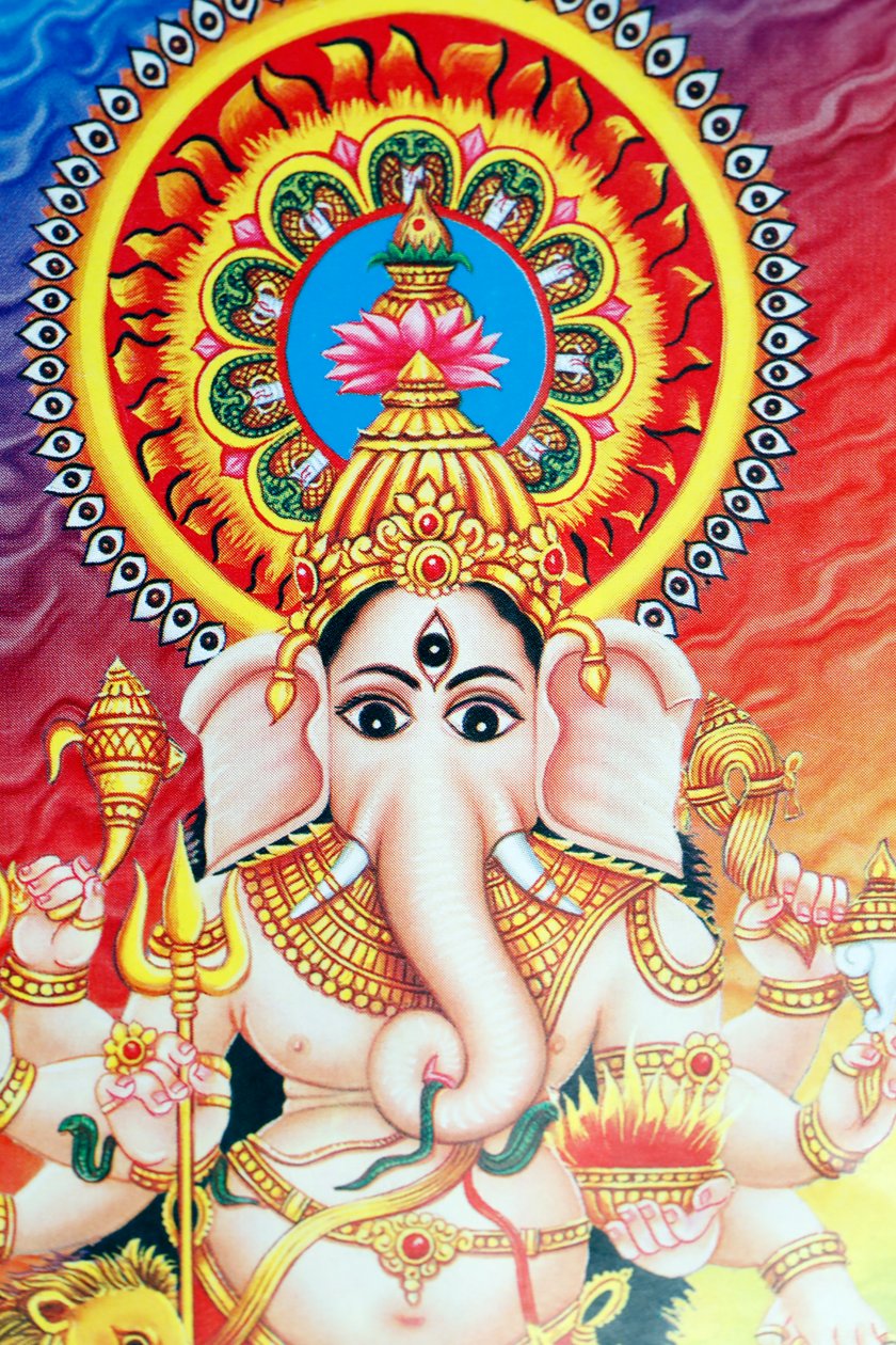 Ganesha eller Ganapati: den hinduistiske guden med elefanthodet. av . .