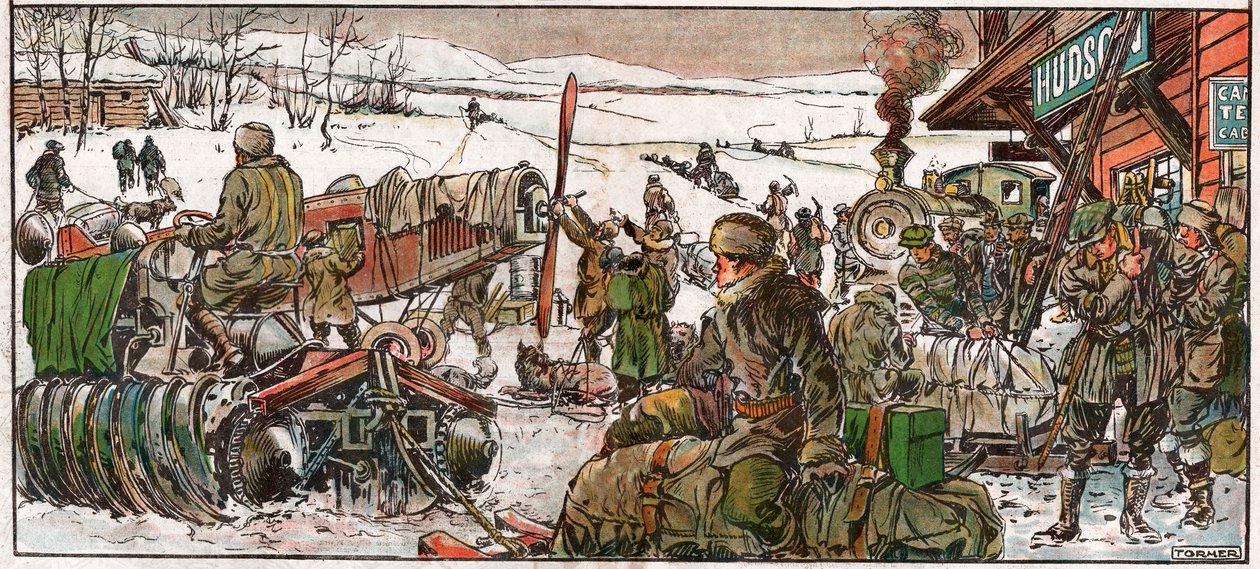 Gullsøkere på et gruvested i Ontario. 1926 (illustrasjon) av . .