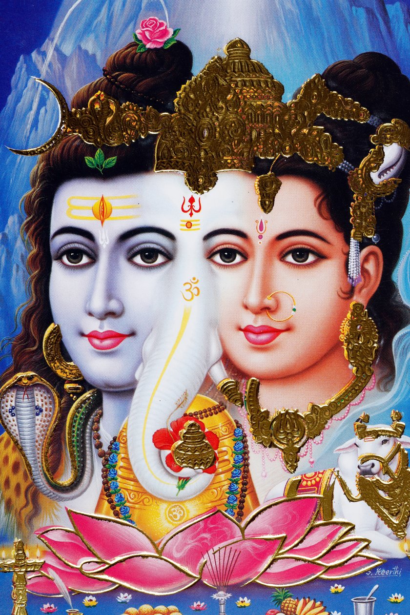Hindu-guden Shiva og gudinnen Parvathi. av . .