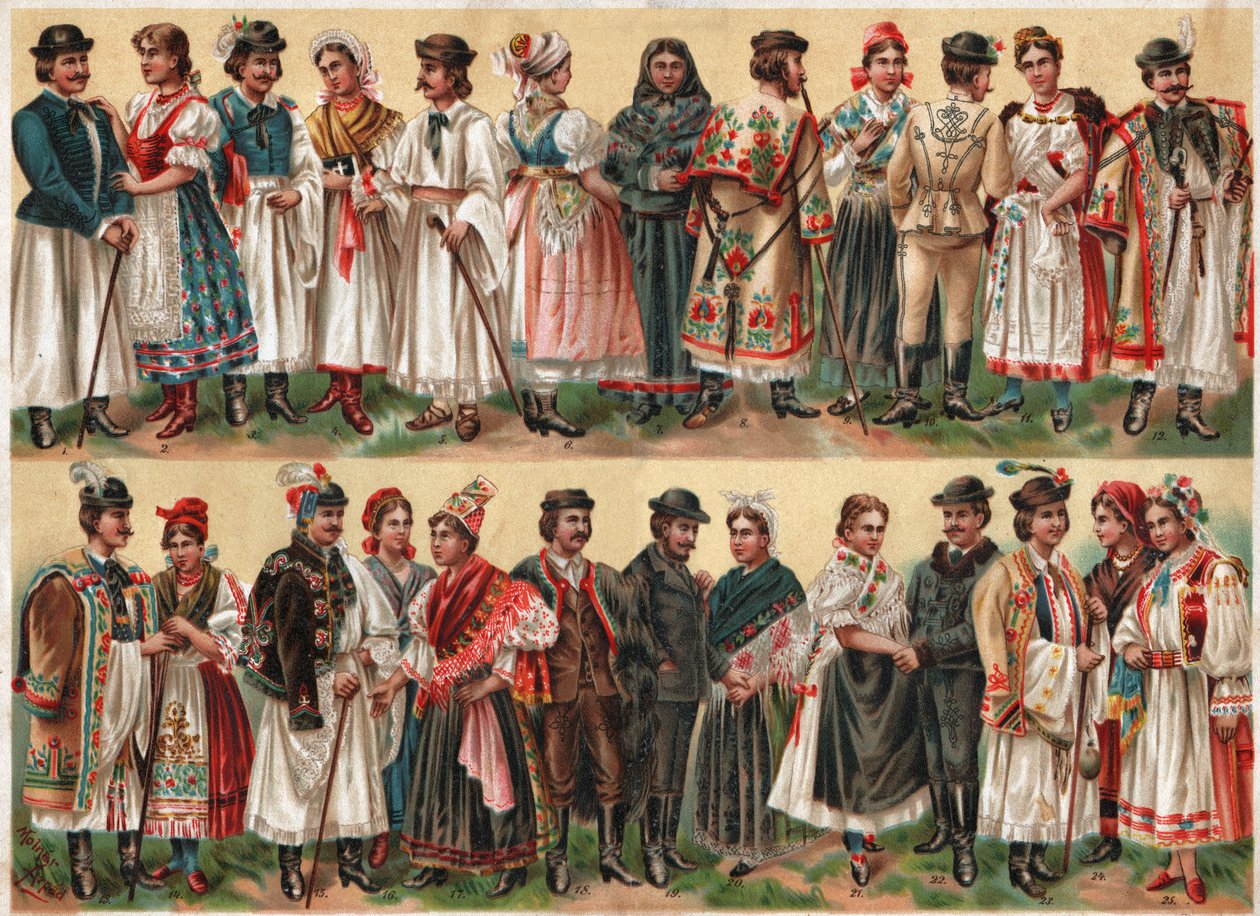 Ungarske folkloristiske drakter av . .