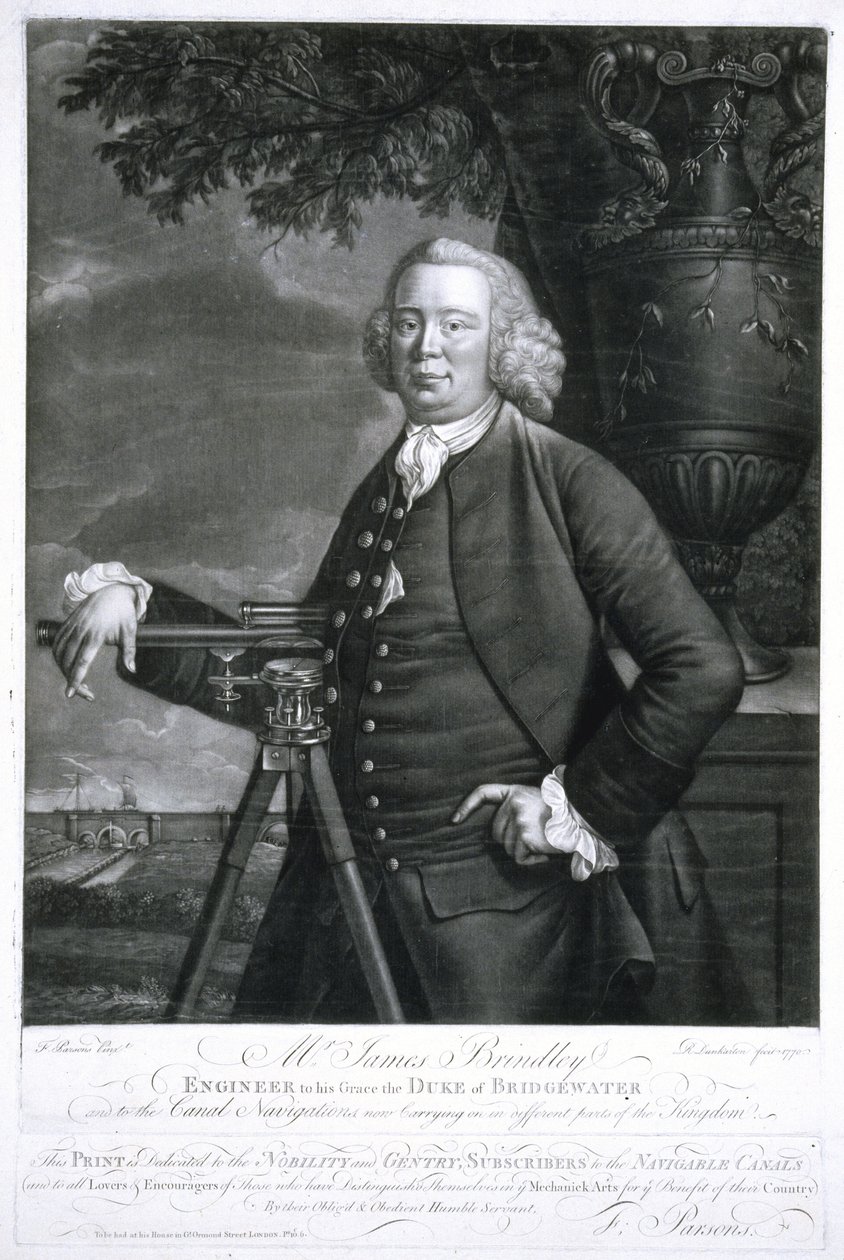 James Brindley , britisk sivilingeniør og kanalbygger av Frederick (attr. to) Barnard
