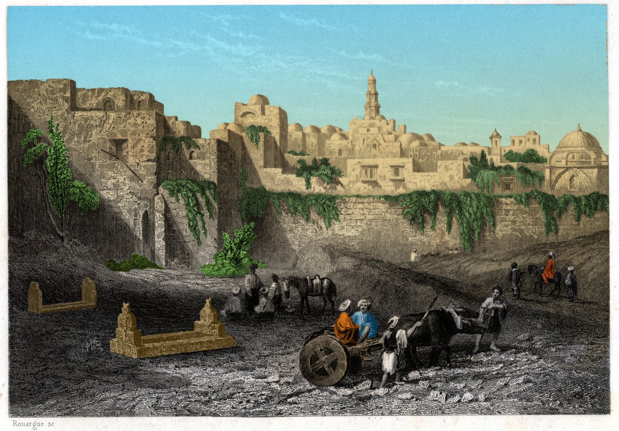 Jerusalem, Israel, rundt 1840 (gravering) av . .