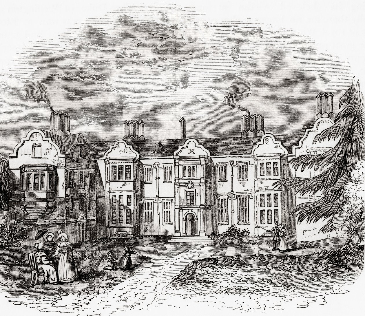 Ladye Place, Hurley, Berkshire, England, sett her på begynnelsen av 1800-tallet. av . .