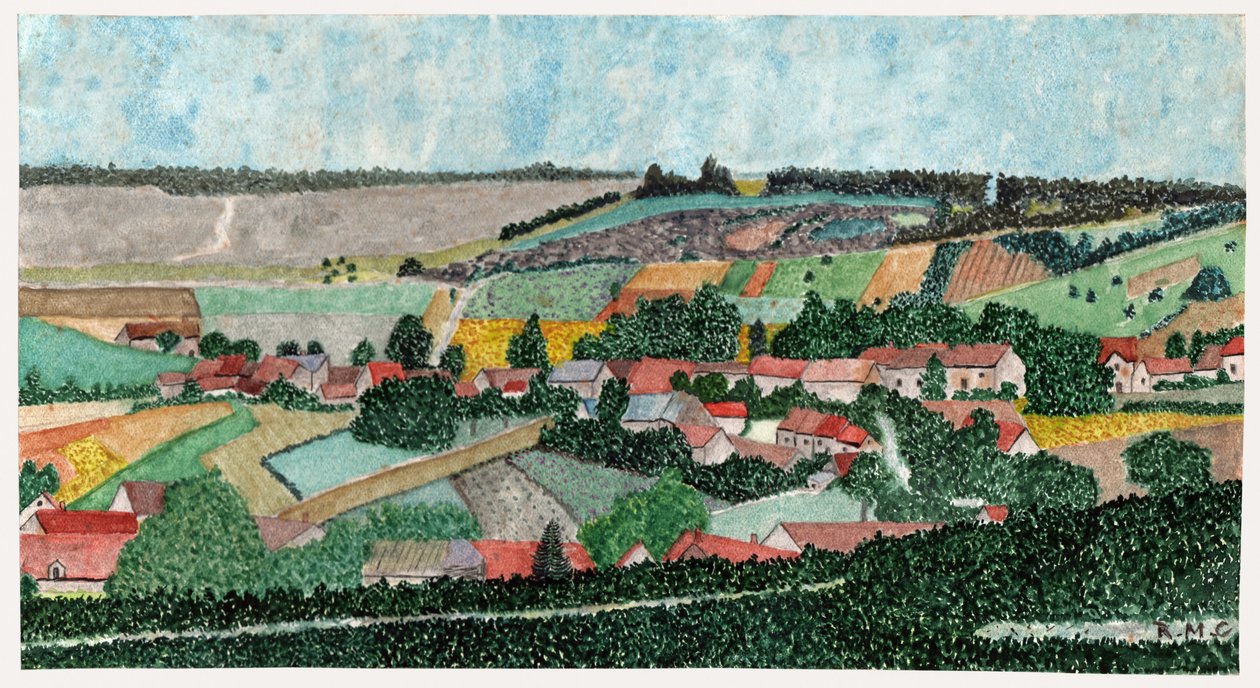 Landskap på den franske landsbygda, ca 1950 av . .
