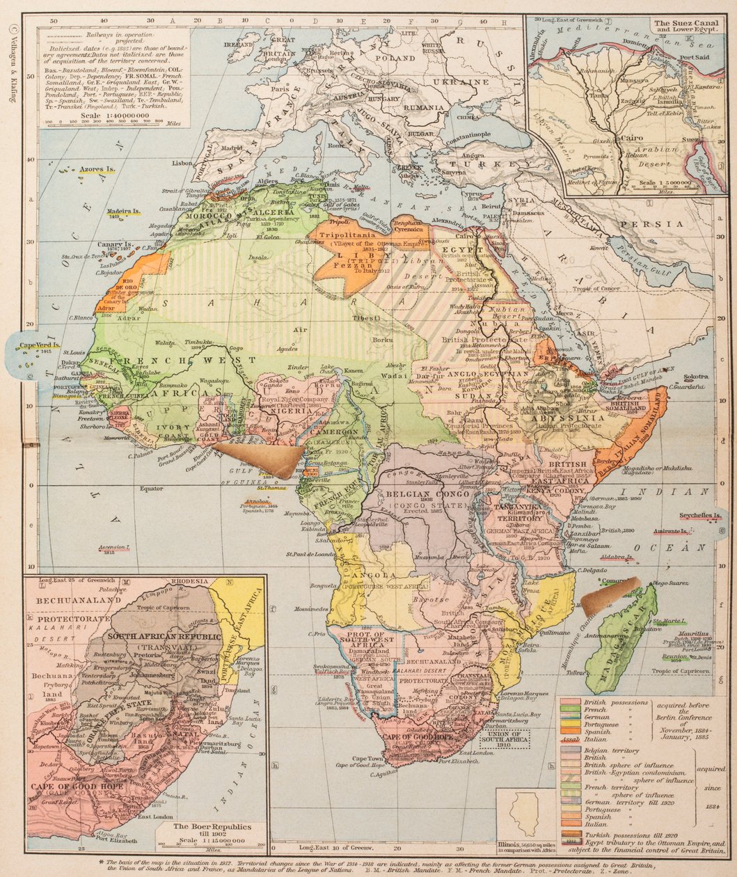 Kart som viser delingen av Afrika av . .