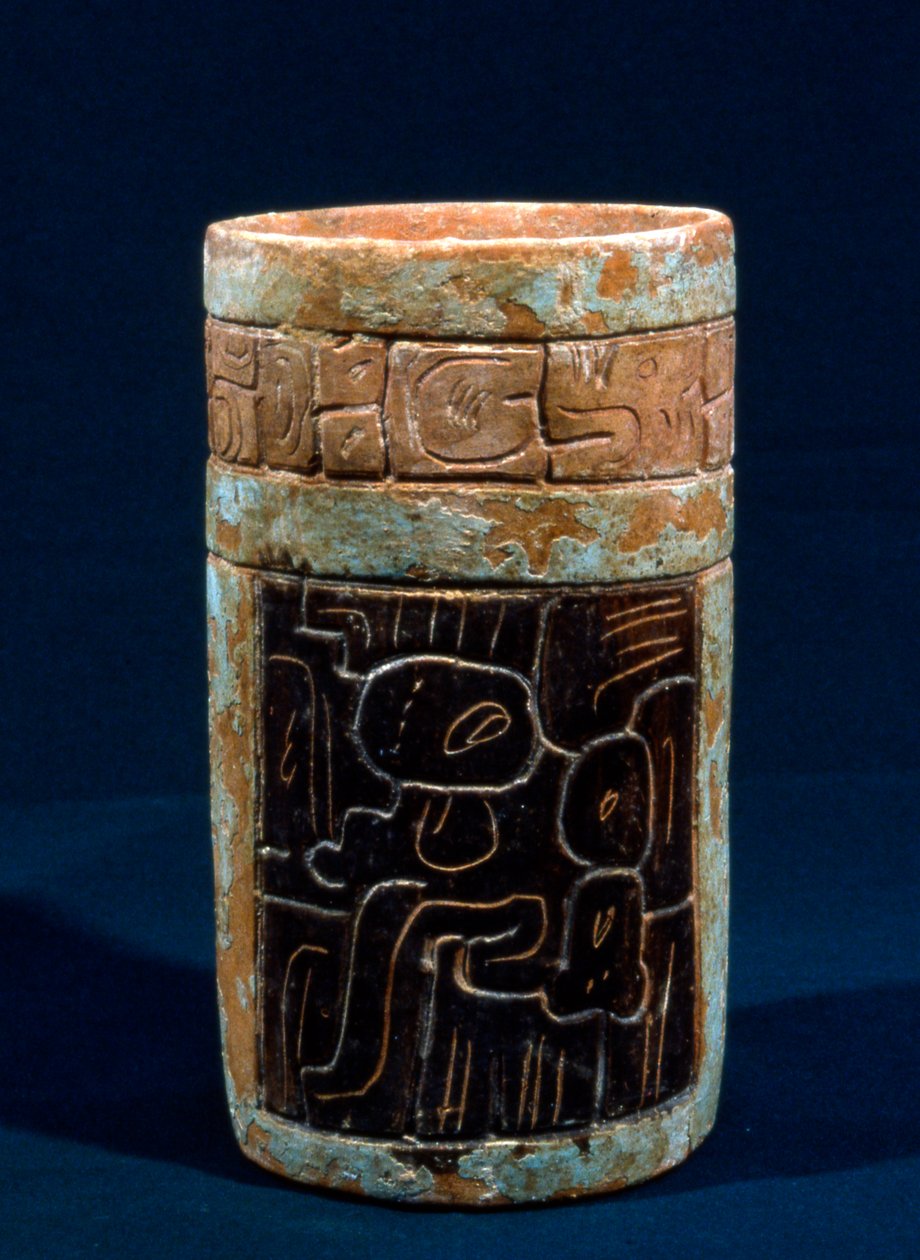 Maya-begravelsesfartøy fra Tikal, Peten, Guatemala, klassisk periode, ca. 300–900 e.Kr. (keramikk) av Hippolyte Lalaise Devéria