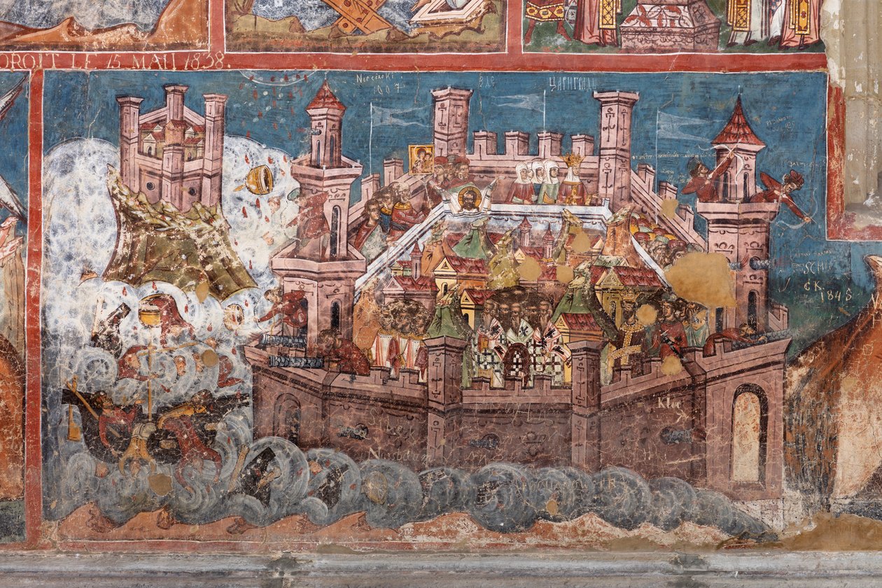 Kloster (manastirea Moldovita). Kirken. Ytre. Sør. Venstre del. Veggmaleri. av . .