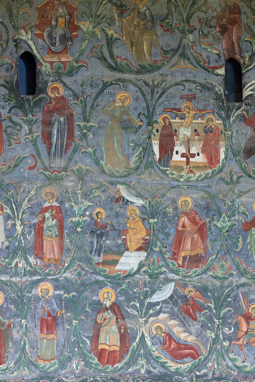 Kloster (manastirea Sucevita). Kirken. Ytre. Sørveggen. Veggmaleri. av . .