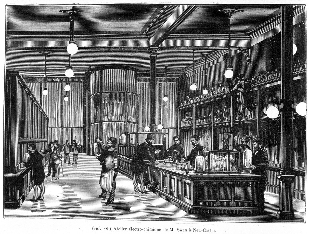 Mr Swans elektriske verksted i Newcastle-Upon-Tyne' av Frederick (attr. to) Barnard
