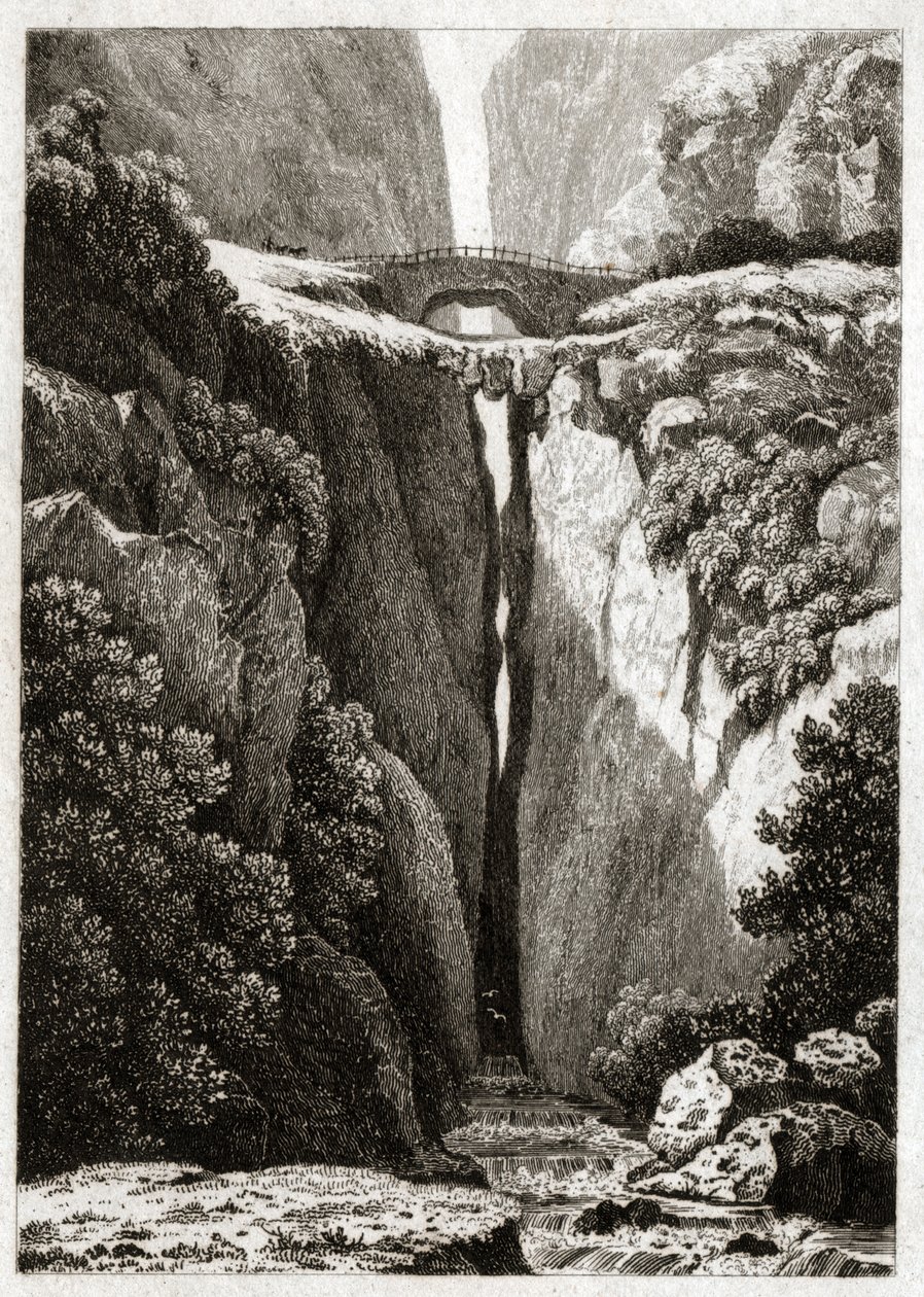 Natural Bridges of Icononzo, Colombia. ca. 1840 (gravering) av . .