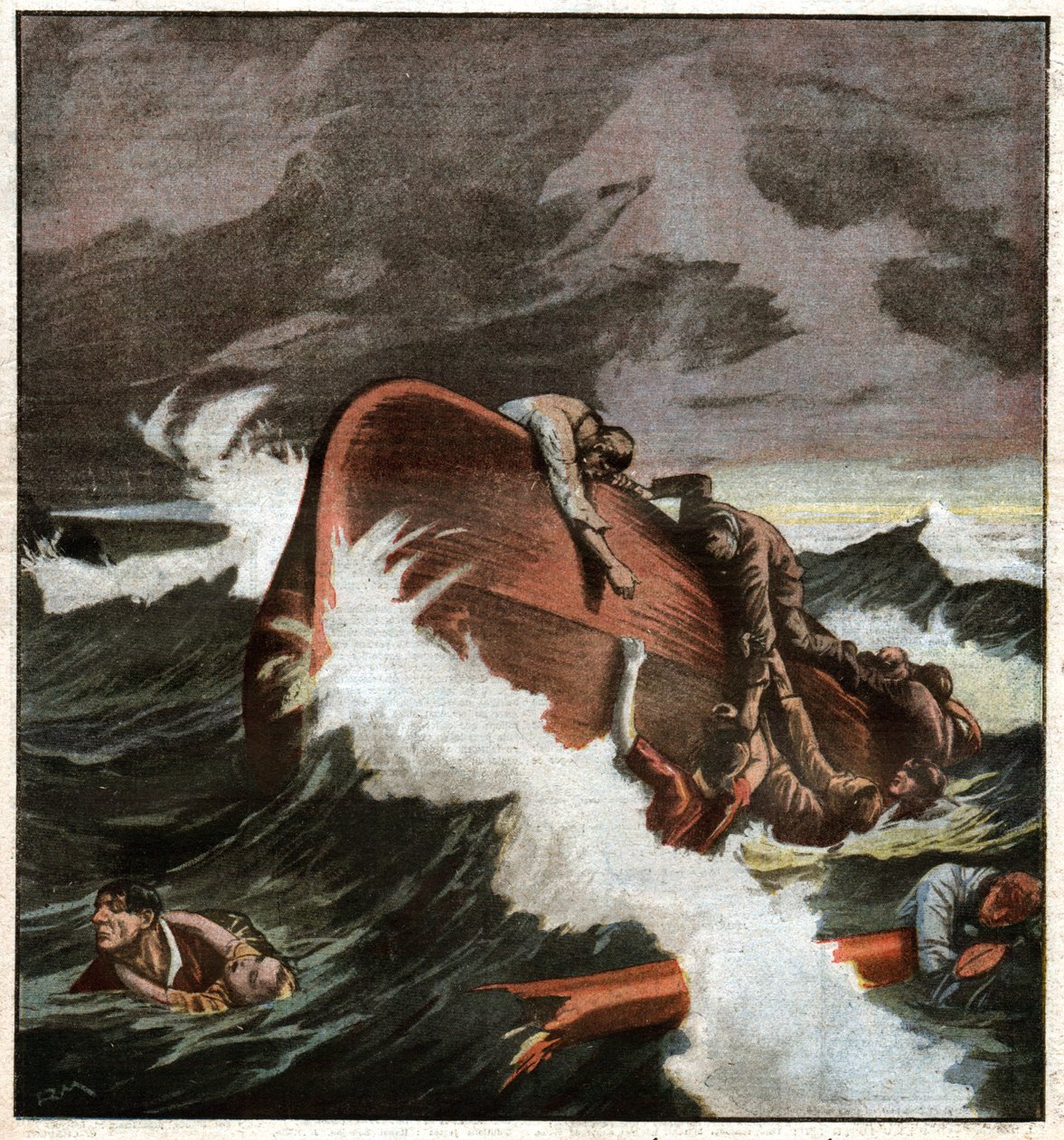 Forlis av en båt i Middelhavet. Forlis i Middelhavet. av Ferdinand Georg Waldmuller