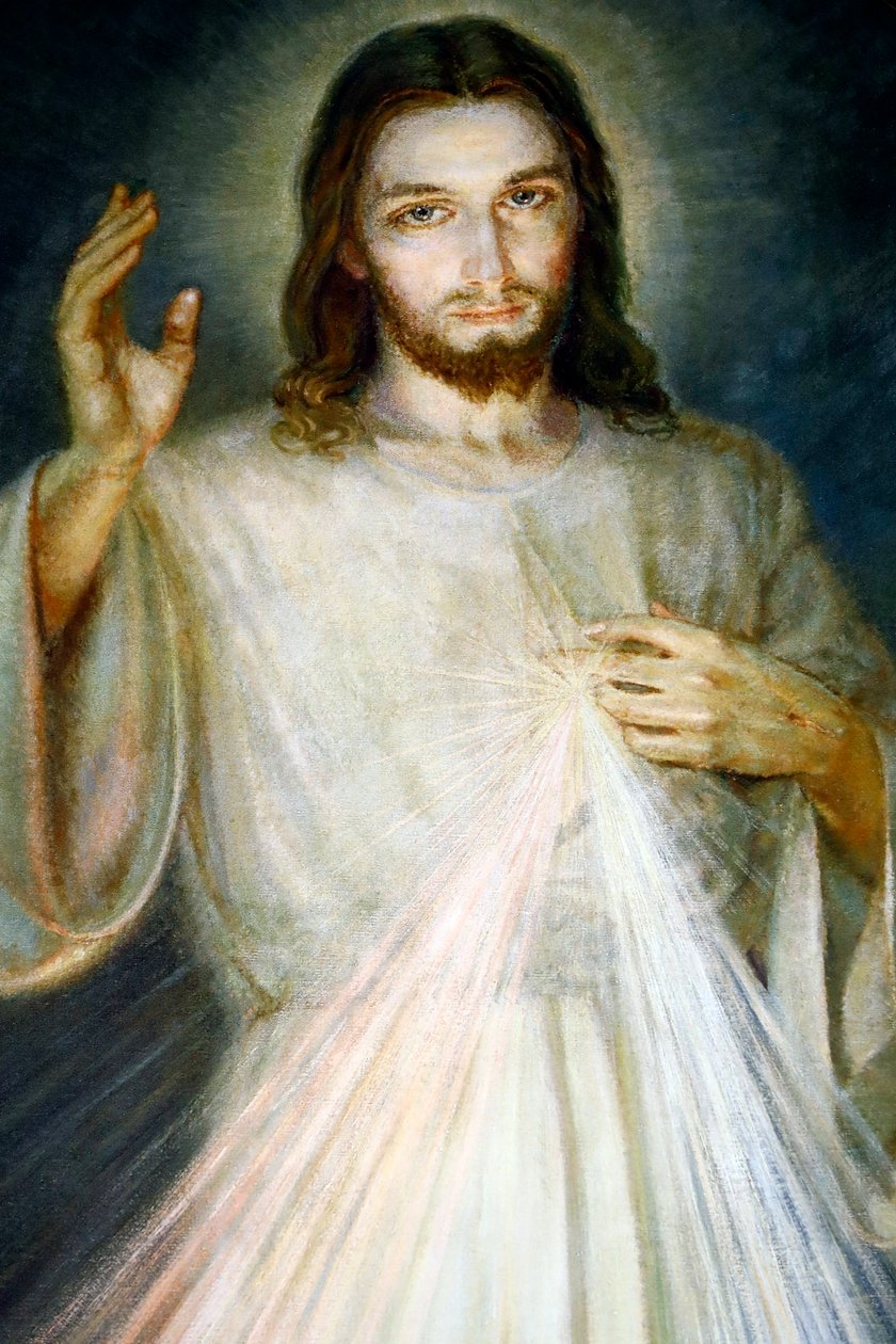 Notre Dame de Plainpalais kirke. Jesus den guddommelige barmhjertighet, jeg stoler på deg. Frankrike. av . .