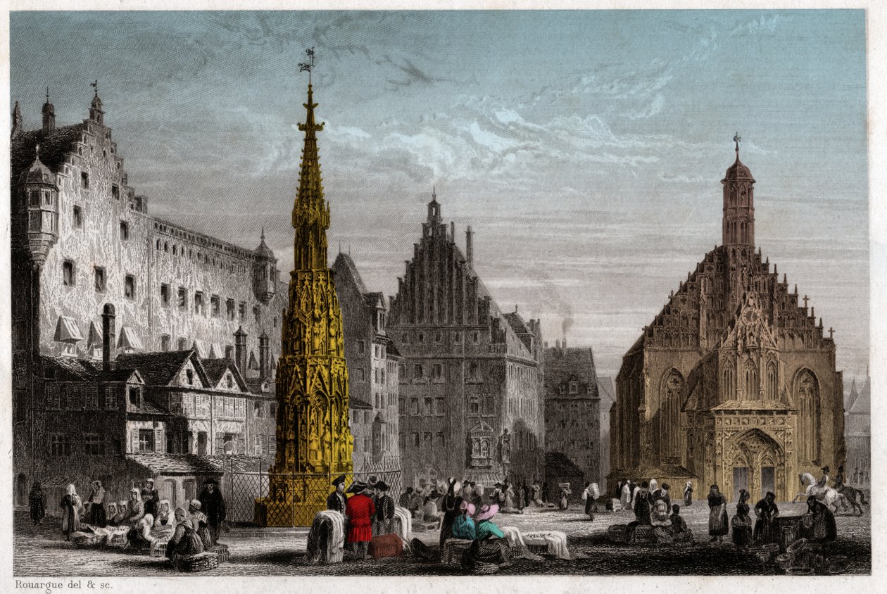 Nürnberg, rundt 1830 (gravering) av . .
