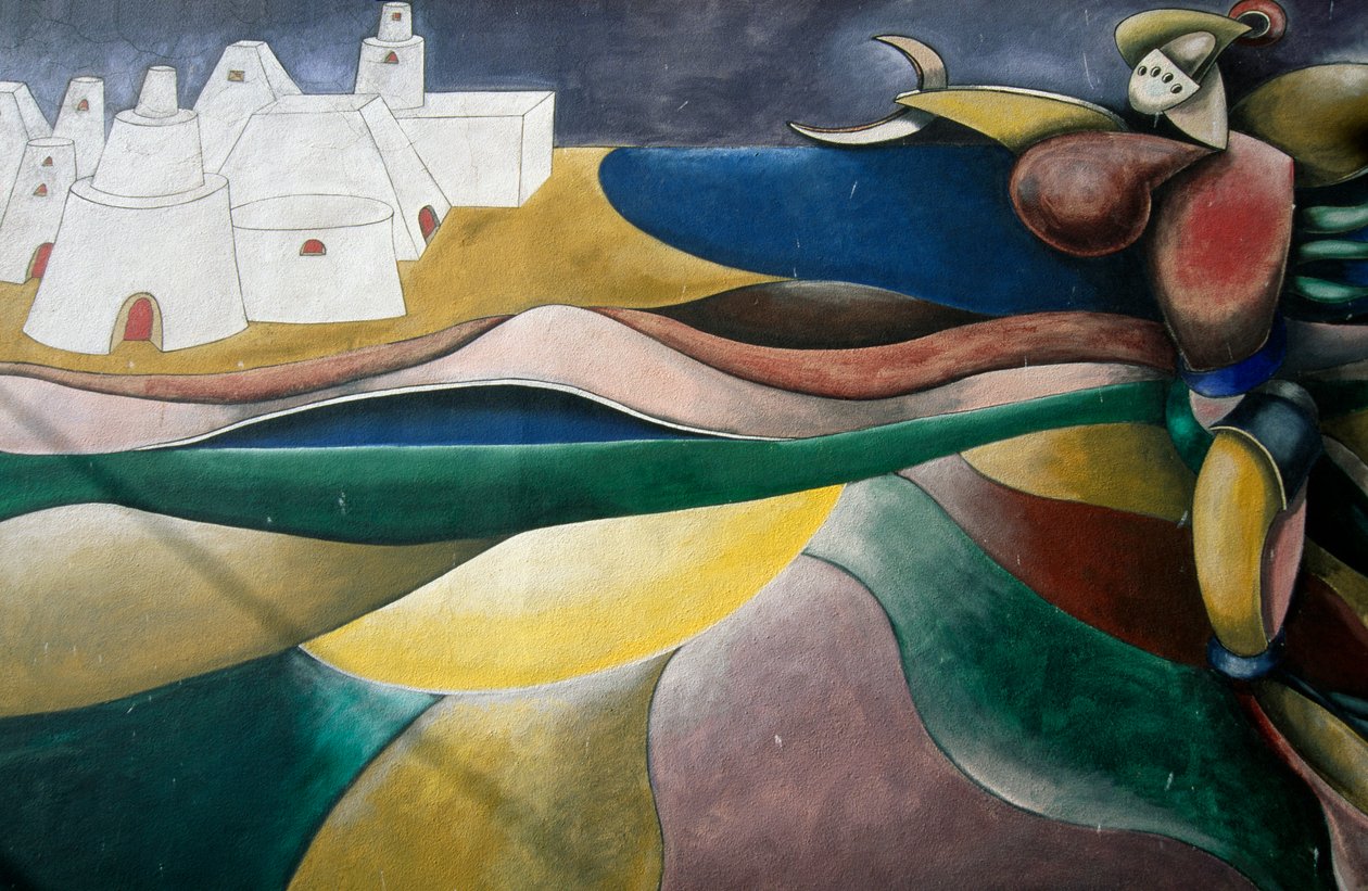 Et av hundrevis av veggmalerier i Orgosolo, Sardinia, Italia av William Walcutt